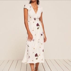 Reformation White Floral Carina Dress